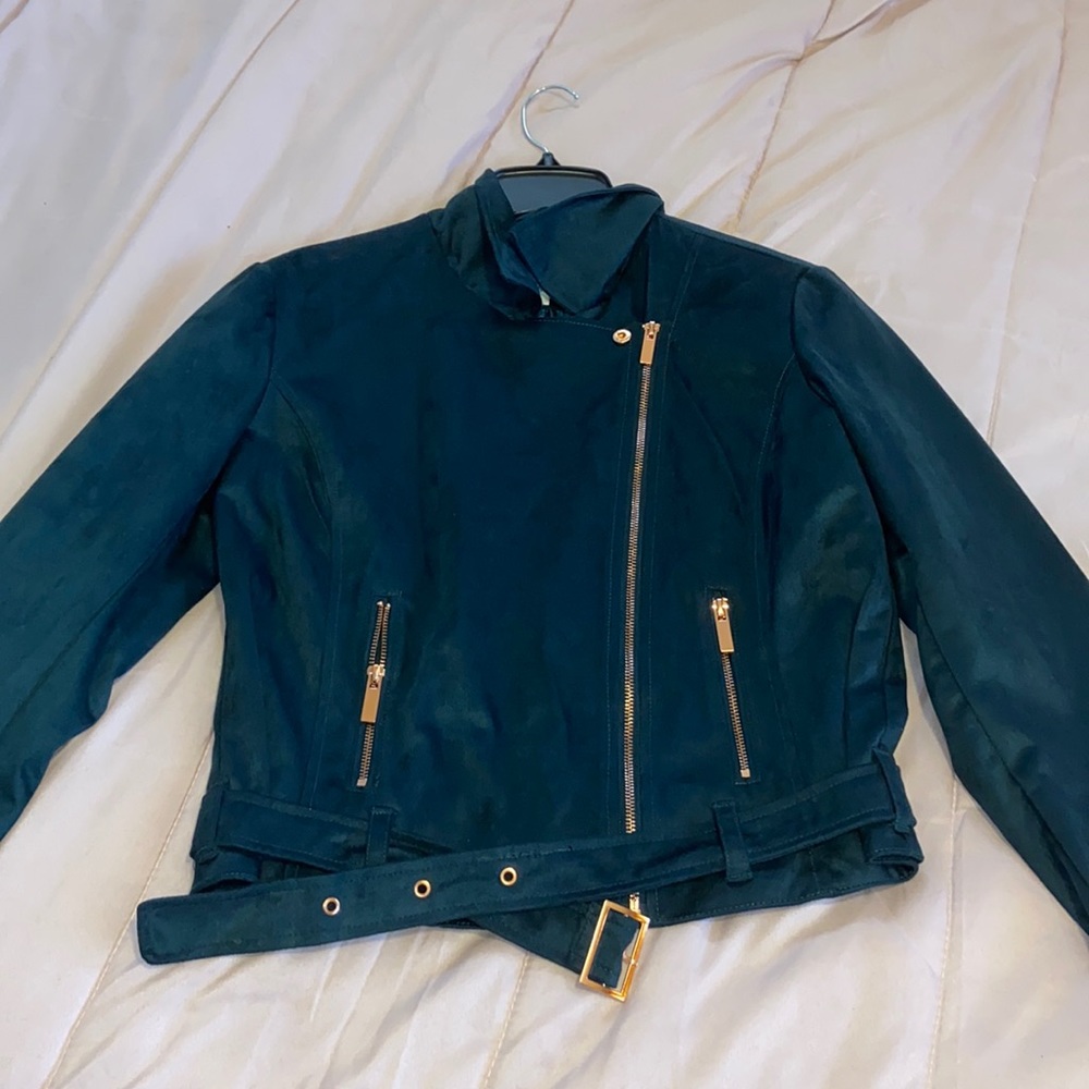 Forest green biker jacket